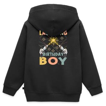 Cool Laser Tag Party Birthday Bunch - Sweat Premium à capuche zippé enfant bio - noir - Dos - AI Model Kid Male (0cm)