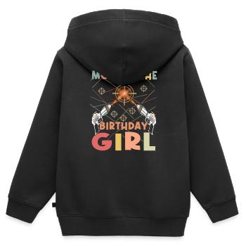 Cool Laser Tag Mama Party Anniversaire Enfant - Sweat Premium à capuche zippé enfant bio - noir - Dos - AI Model Kid Male (0cm)