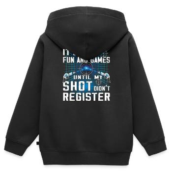 Lecteur de laser tag cool - Sweat Premium à capuche zippé enfant bio - noir - Dos - AI Model Kid Male (0cm)