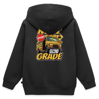 Nächster Stopp Zweite 2. Klasse Zurück Zur Schule - Kinder Premium Organic Zip Hoodie - Schwarz - Hinten - AI Model Kid Male (0cm)