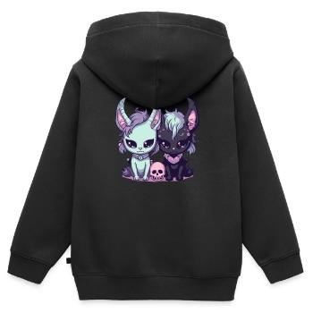 Kawaii Pastel Goth Süße Und Gruselige Hexenkatzen - Kinder Premium Organic Zip Hoodie - Schwarz - Hinten - AI Model Kid Male (0cm)