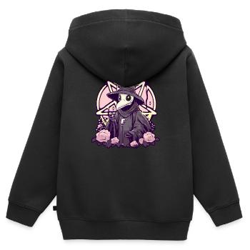 Gruseliger Pestdoktor In Pastell Goth Mit Rosen - Kinder Premium Organic Zip Hoodie - Schwarz - Hinten - AI Model Kid Male (0cm)