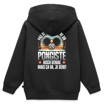 Ping-pong - Sweat Premium à capuche zippé enfant bio - noir - Dos - AI Model Kid Male (0cm)