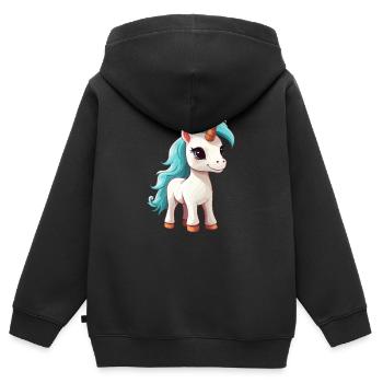 Einhornliebhaber - Liebe Mythische Kreatur - - Kinder Premium Organic Zip Hoodie - Schwarz - Hinten - AI Model Kid Male (0cm)