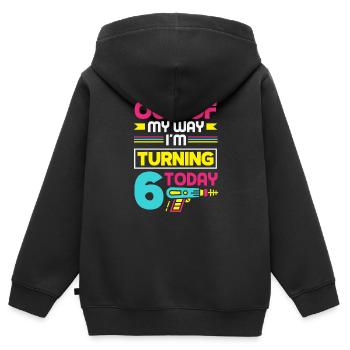 Lasertag-geburtstagsfeier – Lasertag 6 - Kinder Premium Organic Zip Hoodie - Schwarz - Hinten - AI Model Kid Male (0cm)