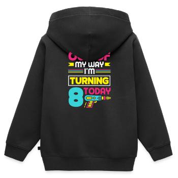 Lasertag-geburtstagsfeier – Lasertag 8 - Kinder Premium Organic Zip Hoodie - Schwarz - Hinten - AI Model Kid Male (0cm)