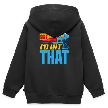 Laser tag d’intérieur tenue de fête laser tag - Sweat Premium à capuche zippé enfant bio - noir - Dos - AI Model Kid Male (0cm)