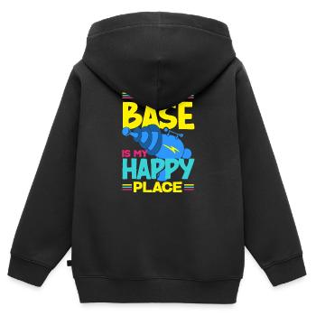 Laser tag d’intérieur tenue de fête laser tag - Sweat Premium à capuche zippé enfant bio - noir - Dos - AI Model Kid Male (0cm)
