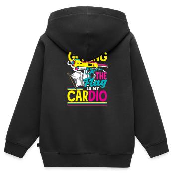 Laser tag d’intérieur tenue de fête laser tag - Sweat Premium à capuche zippé enfant bio - noir - Dos - AI Model Kid Male (0cm)