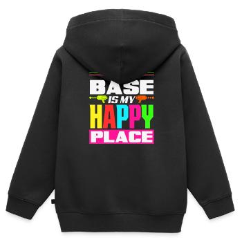 Laser tag d’intérieur tenue de fête laser tag - Sweat Premium à capuche zippé enfant bio - noir - Dos - AI Model Kid Male (0cm)
