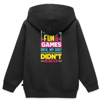 Laser tag d’intérieur tenue de fête laser tag - Sweat Premium à capuche zippé enfant bio - noir - Dos - AI Model Kid Male (0cm)