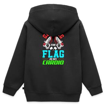 Laser tag d’intérieur tenue de fête laser tag - Sweat Premium à capuche zippé enfant bio - noir - Dos - AI Model Kid Male (0cm)