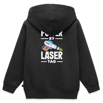 Laser tag d’intérieur tenue de fête laser tag - Sweat Premium à capuche zippé enfant bio - noir - Dos - AI Model Kid Male (0cm)