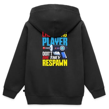 Laser tag d’intérieur tenue de fête laser tag - Sweat Premium à capuche zippé enfant bio - noir - Dos - AI Model Kid Male (0cm)