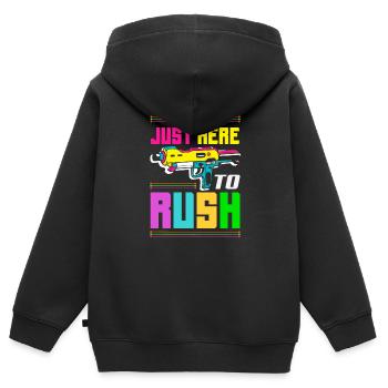 Laser tag d’intérieur tenue de fête laser tag - Sweat Premium à capuche zippé enfant bio - noir - Dos - AI Model Kid Male (0cm)
