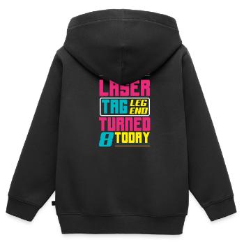 Lasertag-geburtstagsfeier – Lasertag 8 - Kinder Premium Organic Zip Hoodie - Schwarz - Hinten - AI Model Kid Male (0cm)