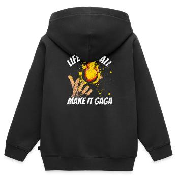 Ballon Dodgeball Hexagon Pit Sports Gaga - Sweat Premium à capuche zippé enfant bio - noir - Dos - AI Model Kid Male (0cm)