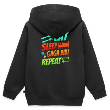 Ballon Dodgeball Hexagon Pit Sports Gaga - Sweat Premium à capuche zippé enfant bio - noir - Dos - AI Model Kid Male (0cm)