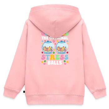 Machine à chewing-gum drôle - Sweat Premium à capuche zippé enfant bio - rose - Dos - AI Model Kid Female (0cm)