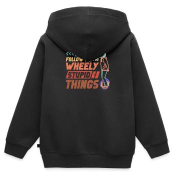 Euc E-unicycle Elektrisches Einrad - Kinder Premium Organic Zip Hoodie - Schwarz - Hinten - AI Model Kid Male (0cm)