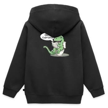 L’humour des dinosaures de la paléontologie - Sweat Premium à capuche zippé enfant bio - noir - Dos - AI Model Kid Male (0cm)