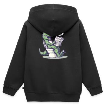 L’humour des dinosaures de la paléontologie - Sweat Premium à capuche zippé enfant bio - noir - Dos - AI Model Kid Male (0cm)