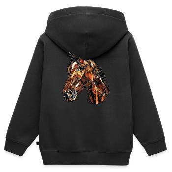Mosaik-Pferd: Edles Kunst-Design für Pferdefans - Kinder Premium Organic Zip Hoodie - Schwarz - Hinten - AI Model Kid Male (0cm)