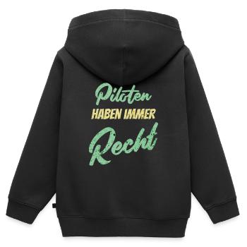 §1 Piloten haben immer Recht - Kinder Premium Organic Zip Hoodie - Schwarz - Hinten - AI Model Kid Male (0cm)
