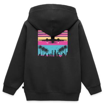 My first plane trip First time flying - Kids Premium Organic Zip-up Hoodie - black - Back - AI Model Kid Male (0cm)