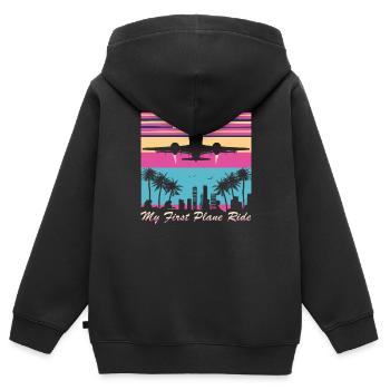 Meine Erste Flugreise Erstes Mal Fliegen - Kinder Premium Organic Zip Hoodie - Schwarz - Hinten - AI Model Kid Male (0cm)