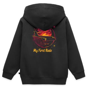 Meine Erste Flugreise Erstes Mal Fliegen - Kinder Premium Organic Zip Hoodie - Schwarz - Hinten - AI Model Kid Male (0cm)