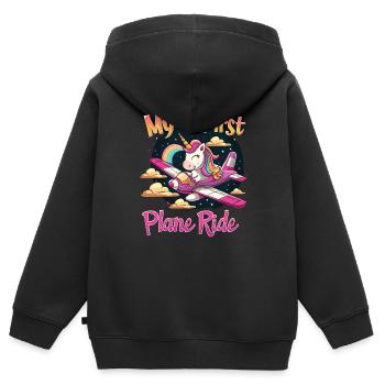 Meine Erste Flugreise Erstes Mal Fliegen - Kinder Premium Organic Zip Hoodie - Schwarz - Hinten - AI Model Kid Male (0cm)