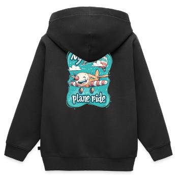 My first plane trip First time flying - Kids Premium Organic Zip-up Hoodie - black - Back - AI Model Kid Male (0cm)