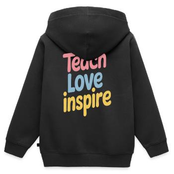 Inspiring Teach Love Inspire Quote - Kids Premium Organic Zip-up Hoodie - black - Back - AI Model Kid Male (0cm)