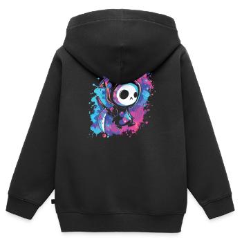 Kawaii Faucheur Pastel Goth Mignon Anime - Sweat Premium à capuche zippé enfant bio - noir - Dos - AI Model Kid Male (0cm)