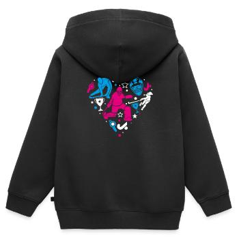 Goalie Herz - Kinder Premium Organic Zip Hoodie - Schwarz - Hinten - AI Model Kid Male (0cm)