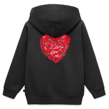 Heart, red hearts, red, love - Kids Premium Organic Zip-up Hoodie - black - Back - AI Model Kid Male (0cm)