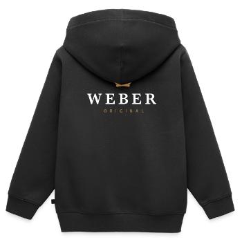 Weber Original Familienlogo - Kinder Premium Organic Zip Hoodie - Schwarz - Hinten - AI Model Kid Male (0cm)