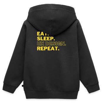 UX Designer - Eat, Sleep, UX Design - Kids Premium Organic Zip-up Hoodie - black - Back - AI Model Kid Male (0cm)