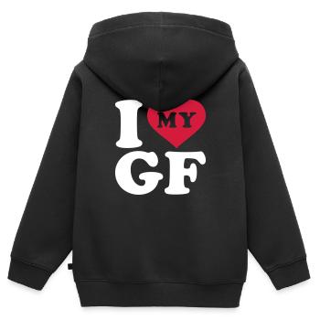I love my girlfriend - Kinder Premium Organic Zip Hoodie - Schwarz - Hinten - AI Model Kid Male (0cm)