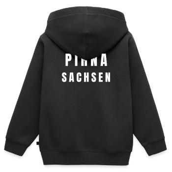 Pirna, Saxe - Sweat Premium à capuche zippé enfant bio - noir - Dos - AI Model Kid Male (0cm)
