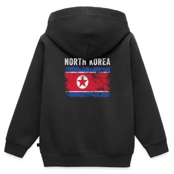 Drapeau nord-coréen en détresse - Sweat Premium à capuche zippé enfant bio - noir - Dos - AI Model Kid Male (0cm)