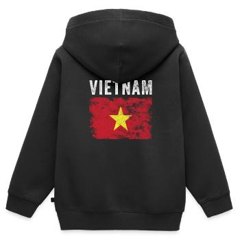 Vietnamesische Flagge Verzweifelte vietnamesische Flagge - Kinder Premium Organic Zip Hoodie - Schwarz - Hinten - AI Model Kid Male (0cm)