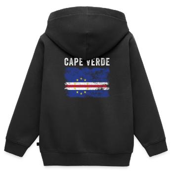 Kapverdische Flagge Distressed - Kinder Premium Organic Zip Hoodie - Schwarz - Hinten - AI Model Kid Male (0cm)