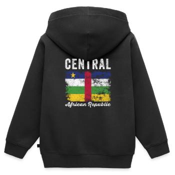 Flagge der Zentralafrikanischen Republik Verzweifelt - Kinder Premium Organic Zip Hoodie - Schwarz - Hinten - AI Model Kid Male (0cm)