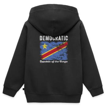 Flagge der Demokratischen Republik Kongo - Kinder Premium Organic Zip Hoodie - Schwarz - Hinten - AI Model Kid Male (0cm)