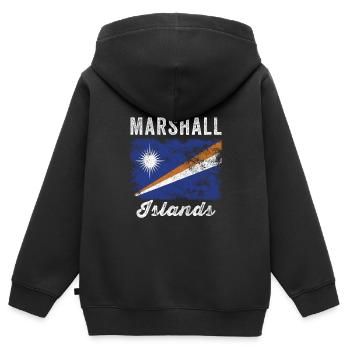 Drapeau des Îles Marshall en détresse - Sweat Premium à capuche zippé enfant bio - noir - Dos - AI Model Kid Male (0cm)