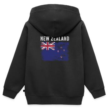 Drapeau néo-zélandais en détresse - Sweat Premium à capuche zippé enfant bio - noir - Dos - AI Model Kid Male (0cm)