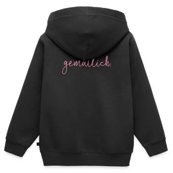 Gemütlich Script Pink - Kinder Premium Organic Zip Hoodie - Schwarz - Hinten - AI Model Kid Male (0cm)