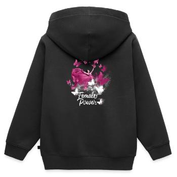 female power,freiheit,frauen,schmetterlinge - Kinder Premium Organic Zip Hoodie - Schwarz - Hinten - AI Model Kid Male (0cm)